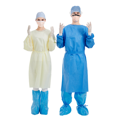 50g青く使い捨て可能な病院の手術衣、レベル2黄色いSMMSの防水分離の手術衣