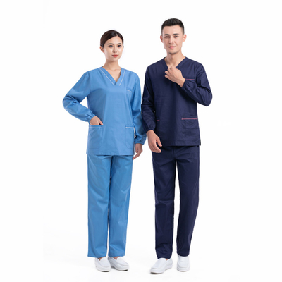 青い医学はスーツの長い袖XS-3XLを産業、ヘルスケアの中心ごしごし洗う